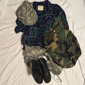 Arizona Jeans Boyfriend Fit Blue Green Plaid Shirt